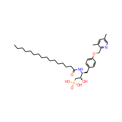 CCCCCCCCCCCCCCCC(=O)N[C@@H](Cc1ccc(OCc2ncc(C)cc2C)cc1)[C@@H](O)CP(=O)(O)O ZINC000066251761