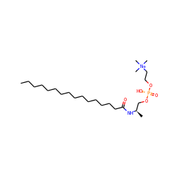 CCCCCCCCCCCCCCCC(=O)N[C@H](C)CO[P@@](=O)(O)OCC[N+](C)(C)C ZINC000036176668