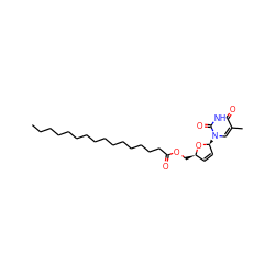 CCCCCCCCCCCCCCCC(=O)OC[C@@H]1C=C[C@H](n2cc(C)c(=O)[nH]c2=O)O1 ZINC000043439618