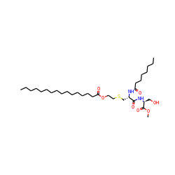 CCCCCCCCCCCCCCCC(=O)OCCSC[C@H](NC(=O)CCCCCCC)C(=O)N[C@@H](CO)C(=O)OC ZINC000084655492