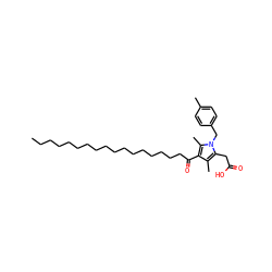 CCCCCCCCCCCCCCCCCC(=O)c1c(C)c(CC(=O)O)n(Cc2ccc(C)cc2)c1C ZINC000038155580