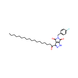 CCCCCCCCCCCCCCCCCC(=O)c1n[nH]c2c1C(=O)N(Cc1ccc(F)cc1)C2=O ZINC000049785703