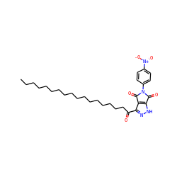 CCCCCCCCCCCCCCCCCC(=O)c1n[nH]c2c1C(=O)N(c1ccc([N+](=O)[O-])cc1)C2=O ZINC000049783834