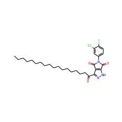 CCCCCCCCCCCCCCCCCC(=O)c1n[nH]c2c1C(=O)N(c1ccc(F)c(Cl)c1)C2=O ZINC000049784263