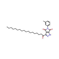 CCCCCCCCCCCCCCCCCC(=O)c1n[nH]c2c1C(=O)N(c1cccc(C)c1)C2=O ZINC000049785587
