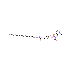 CCCCCCCCCCCCCCCCCCNC(=O)OC[C@H]1C[C@H](COC(=O)N(Cc2cccc[n+]2CC)C(C)=O)C1 ZINC000253634943