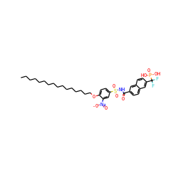 CCCCCCCCCCCCCCCCOc1ccc(S(=O)(=O)NC(=O)c2ccc3cc(C(F)(F)P(=O)(O)O)ccc3c2)cc1[N+](=O)[O-] ZINC000036990482