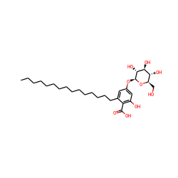 CCCCCCCCCCCCCCCc1cc(O[C@@H]2O[C@H](CO)[C@@H](O)[C@H](O)[C@H]2O)cc(O)c1C(=O)O ZINC000049768083