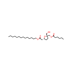 CCCCCCCCCCCCCCOC(=O)C[C@H]1CC[C@@](CO)(COC(=O)CCCCC)O1 ZINC000034800472