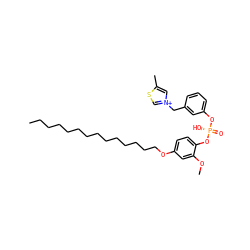 CCCCCCCCCCCCCCOc1ccc(O[P@@](=O)(O)Oc2cccc(C[n+]3csc(C)c3)c2)c(OC)c1 ZINC000038361395