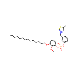 CCCCCCCCCCCCCCOc1cccc(O[P@@](=O)(O)Oc2cccc(C[n+]3csc(C)c3)c2)c1OC ZINC000014243423
