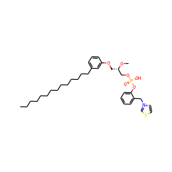 CCCCCCCCCCCCCCc1cccc(OC[C@@H](CO[P@@](=O)(O)Oc2ccccc2C[n+]2ccsc2)OC)c1 ZINC000038361430