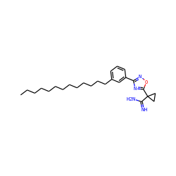 CCCCCCCCCCCCCc1cccc(-c2noc(C3(C(=N)N)CC3)n2)c1 ZINC000653813283