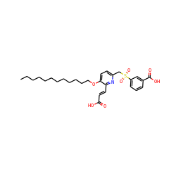 CCCCCCCCCCCCOc1ccc(CS(=O)(=O)c2cccc(C(=O)O)c2)nc1/C=C/C(=O)O ZINC000014255232
