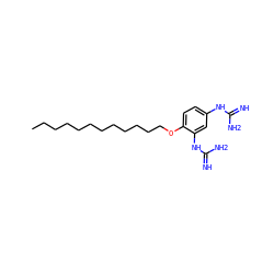 CCCCCCCCCCCCOc1ccc(NC(=N)N)cc1NC(=N)N ZINC000008214597