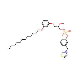 CCCCCCCCCCCCOc1cccc(OC[C@@H](CO[P@@](=O)(O)Oc2cccc(C[n+]3ccsc3)c2)OC)c1 ZINC000038361364