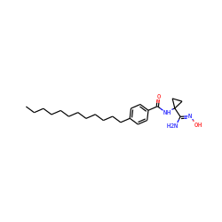 CCCCCCCCCCCCc1ccc(C(=O)NC2(/C(N)=N/O)CC2)cc1 ZINC000141887029
