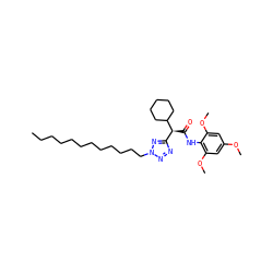 CCCCCCCCCCCCn1nnc([C@H](C(=O)Nc2c(OC)cc(OC)cc2OC)C2CCCCC2)n1 ZINC000014263536