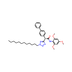 CCCCCCCCCCCCn1nnc([C@H](C(=O)Nc2c(OC)cc(OC)cc2OC)c2ccc(-c3ccccc3)cc2)n1 ZINC000036331095