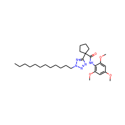 CCCCCCCCCCCCn1nnc(C2(C(=O)Nc3c(OC)cc(OC)cc3OC)CCCC2)n1 ZINC000036331032