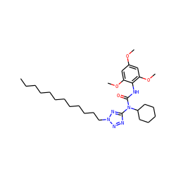 CCCCCCCCCCCCn1nnc(N(C(=O)Nc2c(OC)cc(OC)cc2OC)C2CCCCC2)n1 ZINC000014286010