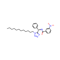 CCCCCCCCCCCCn1nnnc1[C@H](NC(=O)c1cccc([N+](=O)[O-])c1)c1ccccc1 ZINC000036331267