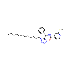 CCCCCCCCCCCCn1nnnc1[C@H](NC(=O)c1ccnc(SC)c1)c1ccccc1 ZINC000036331307