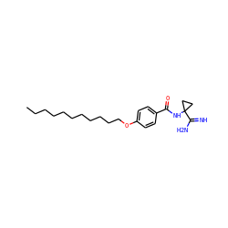 CCCCCCCCCCCOc1ccc(C(=O)NC2(C(=N)N)CC2)cc1 ZINC000071316134