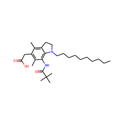 CCCCCCCCCCN1CCc2c(C)c(CC(=O)O)c(C)c(NC(=O)C(C)(C)C)c21 ZINC000014300124