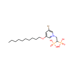 CCCCCCCCCCOc1cc(Br)c[n+](CC(P(=O)(O)O)P(=O)(O)O)c1 ZINC000042889339