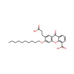 CCCCCCCCCCOc1cc2oc3c(C(=O)O)cccc3c(=O)c2cc1CCC(=O)O ZINC000036189756