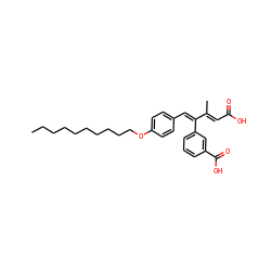CCCCCCCCCCOc1ccc(/C=C(C(/C)=C/C(=O)O)\c2cccc(C(=O)O)c2)cc1 ZINC000036310608
