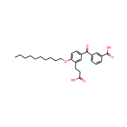 CCCCCCCCCCOc1ccc(C(=O)c2cccc(C(=O)O)c2)cc1CCC(=O)O ZINC000036189754