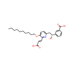CCCCCCCCCCOc1ccc(C[C@@H](O)c2cccc(C(=O)O)c2)nc1/C=C/C(=O)O ZINC000014255297
