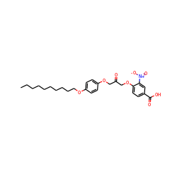 CCCCCCCCCCOc1ccc(OCC(=O)COc2ccc(C(=O)O)cc2[N+](=O)[O-])cc1 ZINC000036144263