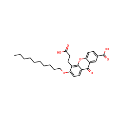 CCCCCCCCCCOc1ccc2c(=O)c3cc(C(=O)O)ccc3oc2c1CCC(=O)O ZINC000014252797