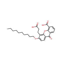 CCCCCCCCCCOc1ccc2c(=O)c3cccc(C(=O)O)c3oc2c1CCC(=O)O ZINC000036189755