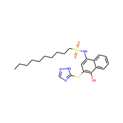 CCCCCCCCCCS(=O)(=O)Nc1cc(Sc2ncn[nH]2)c(O)c2ccccc12 ZINC000084733548