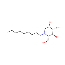 CCCCCCCCCN1C[C@H](O)[C@H](O)[C@H](O)[C@@H]1CO ZINC000036338459