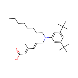 CCCCCCCCN(C/C=C/C(C)=C/C(=O)O)c1cc(C(C)(C)C)cc(C(C)(C)C)c1 ZINC000053268074