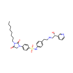 CCCCCCCCN1C(=O)CN(c2ccc(S(=O)(=O)Nc3ccc(CCNC[C@H](O)c4cccnc4)cc3)cc2)C1=O ZINC000034801611