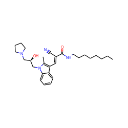 CCCCCCCCNC(=O)/C(C#N)=C/c1c(C)n(C[C@H](O)CN2CCCC2)c2ccccc12 ZINC000095595144