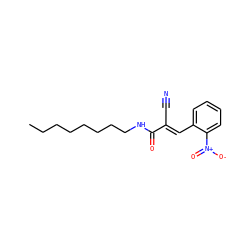 CCCCCCCCNC(=O)/C(C#N)=C/c1ccccc1[N+](=O)[O-] ZINC000003225174