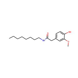 CCCCCCCCNC(=O)Cc1ccc(O)c(OC)c1 ZINC000038153675