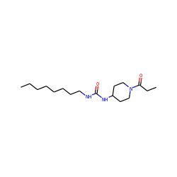 CCCCCCCCNC(=O)NC1CCN(C(=O)CC)CC1 ZINC000064528381