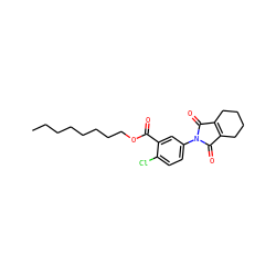 CCCCCCCCOC(=O)c1cc(N2C(=O)C3=C(CCCC3)C2=O)ccc1Cl ZINC000103293266
