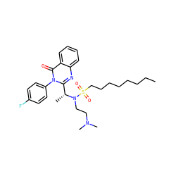 CCCCCCCCS(=O)(=O)N(CCN(C)C)[C@H](C)c1nc2ccccc2c(=O)n1-c1ccc(F)cc1 ZINC000036184728