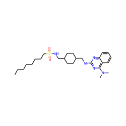 CCCCCCCCS(=O)(=O)NCC1CCC(CNc2nc(N(C)C)c3ccccc3n2)CC1 ZINC000036351505