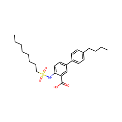 CCCCCCCCS(=O)(=O)Nc1ccc(-c2ccc(CCCC)cc2)cc1C(=O)O ZINC000473165190