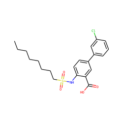 CCCCCCCCS(=O)(=O)Nc1ccc(-c2cccc(Cl)c2)cc1C(=O)O ZINC000143729468